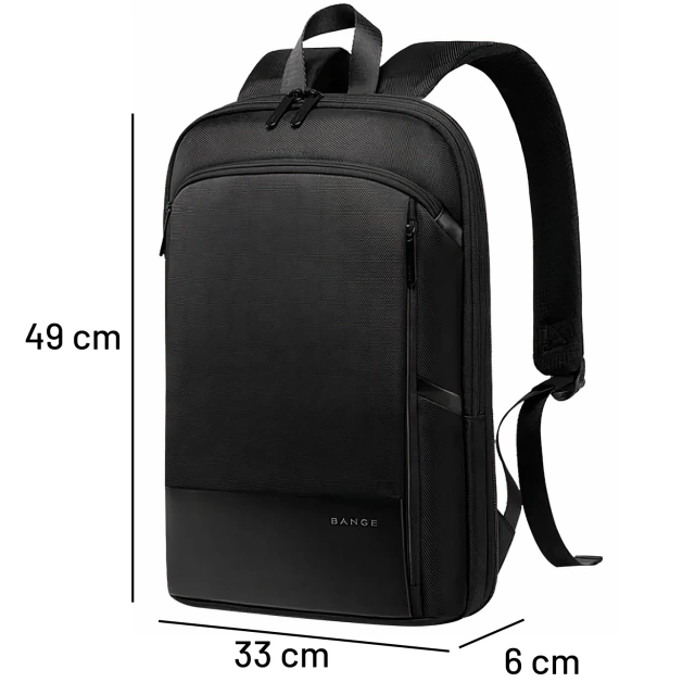 Bange Waterproof Backpack Laptop Bag 17" Travel Expandable 49x33x6 cm for Work School Airplane Men's Women's Black