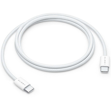 Kabel USB-C typu C Silný rychlý 60W PD 1M pro iPhone 15/Pro/Max iPad MacBook Alogy nylonový kabel bílý
