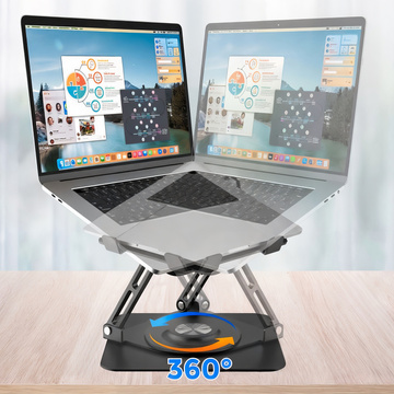 Laptop Table Stand 17.3" Adjustable 360 ​​Cooling Foldable Aluminum 25x21.7cm Alogy Graphite