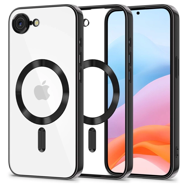 Pouzdro Alogy LuxeShield™️ Glamour Luxury Ring MagSafe s krytem fotoaparátu pro Apple iPhone 16e, černé