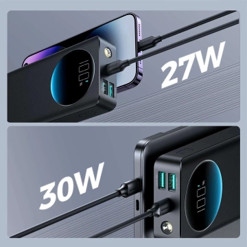 Powerbanka Joyroom JR-PBF02 20000mAh 30W PD svietidlo USB-C / USB-A - čierna