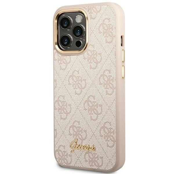 Etui Guess GUHCP14LHG4SHP для Apple iPhone 14 Pro 6,1" różowy/рожевий жорсткий чохол 4G Vintage Gold Logo