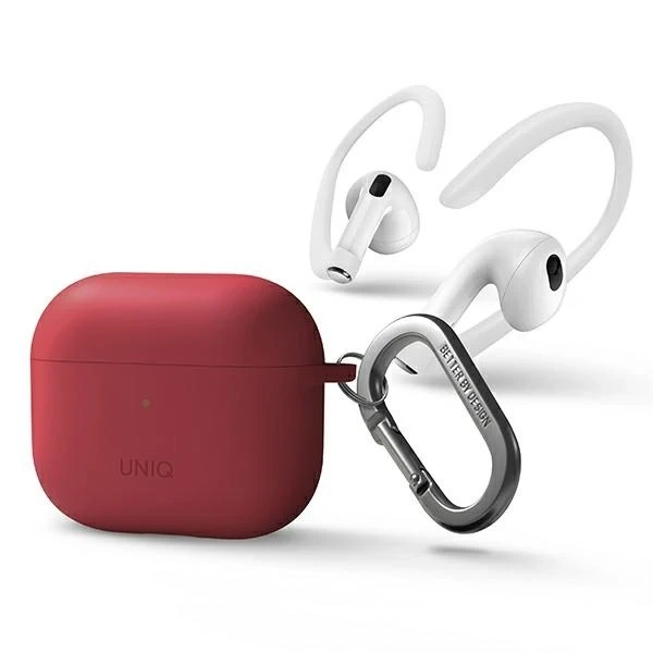 Ochranné pouzdro na sluchátka UNIQ pouzdro Nexo pro Apple AirPods 3 Ear Hooks Silikonové červené/korálové