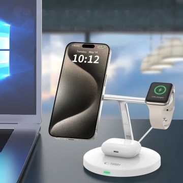 QI15W-A35 IN1 Магнітний бездротовий зарядний пристрій MagSafe для iPhone, Airpods, Apple Watch White