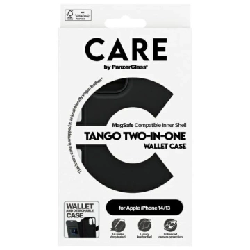 Peněženka 2v1 CARE od PanzerGlass Tango pro iPhone 14/13 6,1" černá