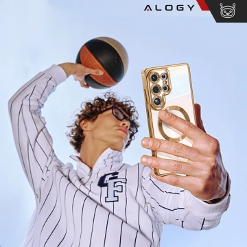 Чохол MagSafe для Apple iPhone 16 Pro Max Alogy Glamour Luxury Ring Housing Gold-Transparent