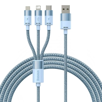 Kabel USB 3w1 Baseus StarSpeed, USB-C   micro USB   Lightning, 3,5A, 1.2m (niebieski)