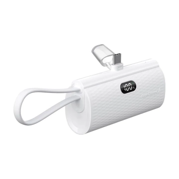 Зовнішній акумулятор FORCELL F-ENERGY Power Plug F5K3 із вбудованим роз'ємом Type-C PD 20 Вт 5000 мАг білого кольору