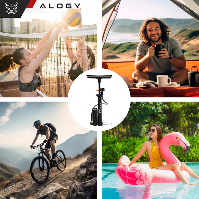 Alogy Bike Pump 160psi з манометром і ручкою, ручний, чорний