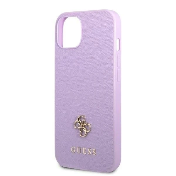 Etui Guess GUHCP13SPS4MU do Apple iPhone 13 Mini 5,4" purpurově/fialový pevný obal Saffiano 4G malé kovové logo