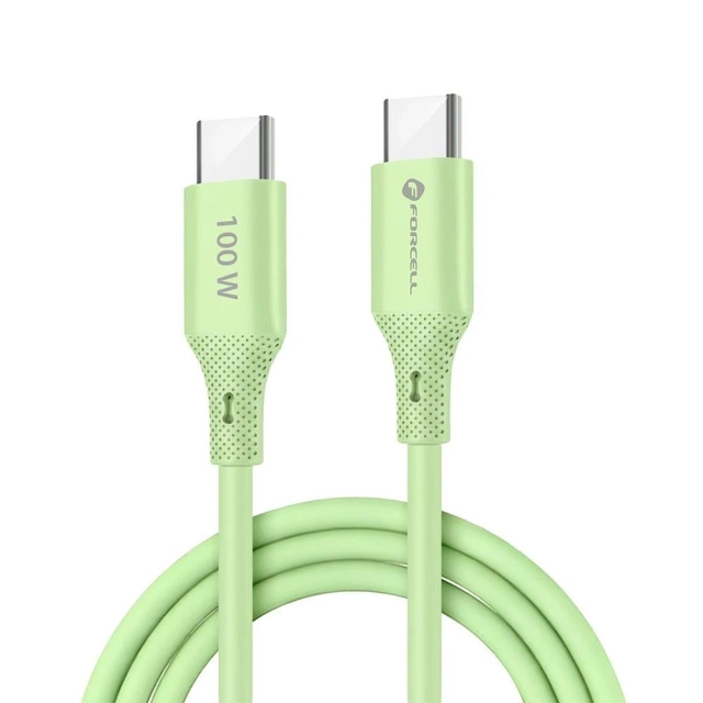 Kabel USB-C – USB-C 100W Forcell F-Energy Silicone 1 m C347 zielony