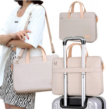 Umhängetasche für Herren und Damen, für Laptop, Tablet, 15,6 Zoll, Reisehülle aus Stoff, Alogy Beige