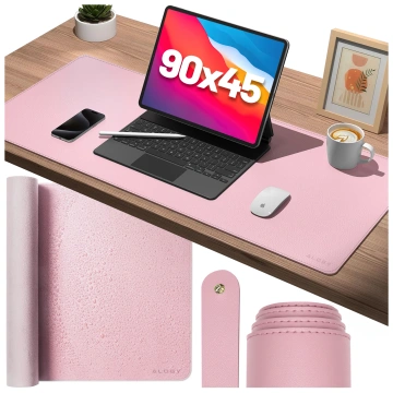 Podložka na stůl 90×45 cm – protiskluzová ochranná podložka z elegantní PU ekokůže, pro myš a klávesnici, stylová a odolná – Alogy WorkMat™ Pink