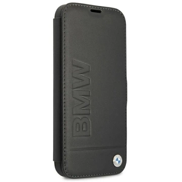 BMW BMFLBKP13SSLLBK Handyhülle für Apple iPhone 13 Mini 5.4" Schwarz/Schwarz Book Signature