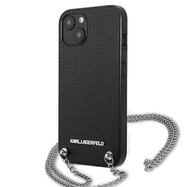Чохол Etui Karl Lagerfeld KLHCP13MPMK для iPhone 13 6,1" Hardcase Leather Textured and Chain