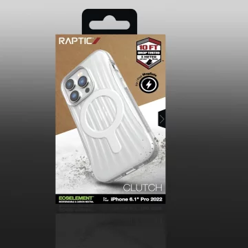 Raptic Clutch Built Case iPhone 14 Pro se zadním krytem MagSafe čirý