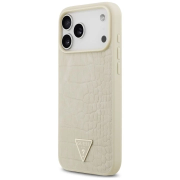 Etui Guess MagSafe do iPhone 17 Pro Max Croco Triangle Logo Gold