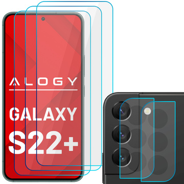 3x 9H Tempered Glass Screen 2x Camera Lens Alogy Glass Pack for Galaxy S22 Plus