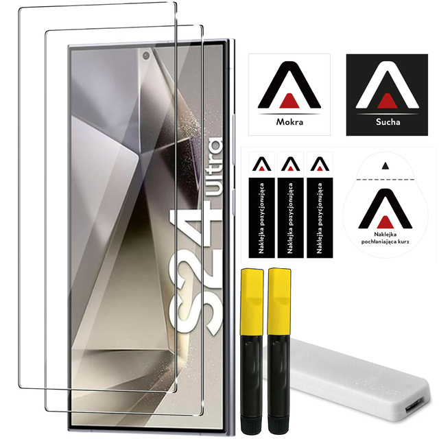 2x Загартоване скло для Samsung Galaxy S24 Ultra Screen Protector з УФ-лампою Glass 9H Glue Alogy