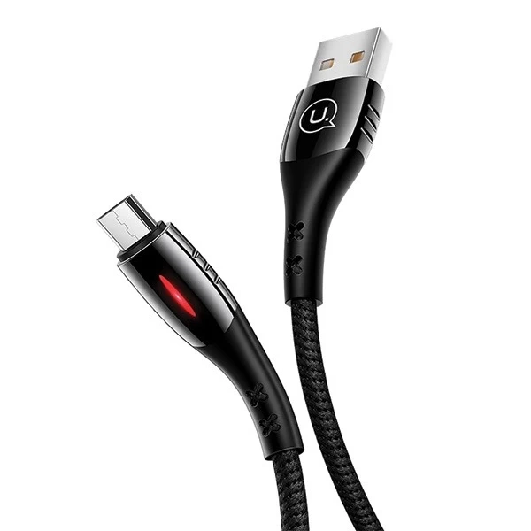 USAMS Braided cable U-Tone microUSB 1.2m Power-off 2A Fast Charging black