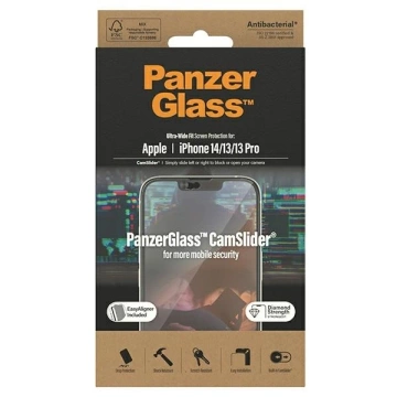 Szkło PanzerGlass Ultra-Wide Fit für iPhone 14 / 13 / 13 Pro 6,1" Bildschirmschutz CamSlider antibakteriell Easy Aligner inklusive 2795
