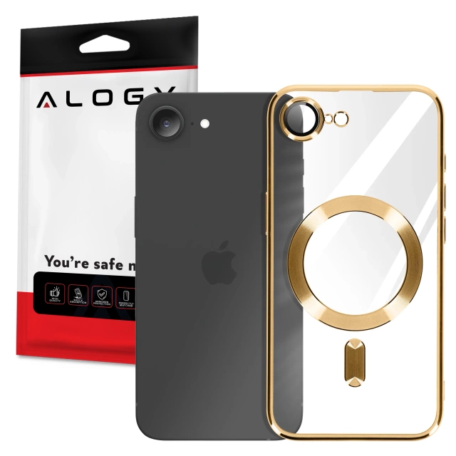 Etui do Apple iPhone 16e Alogy LuxeShield™️ Glamour Luxury Ring obudowa do MagSafe z osłoną aparatów Złote