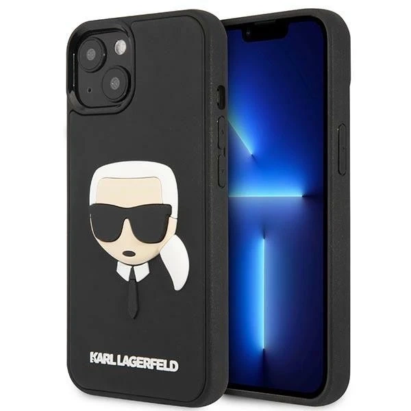 Etui Karl Lagerfeld KLHCP14MKH3DBK pro iPhone 14 Plus 6,7" pevný obal 3D gumová Karlova hlava