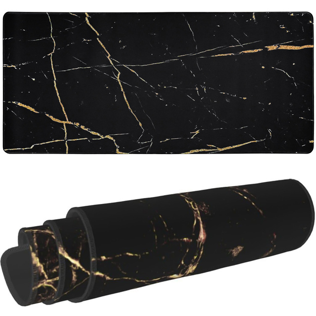 Podložka na stôl pod klávesnicu myši Protišmyková herná ochranná podložka XXL 90x40 Alogy Marble čierna