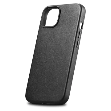 Kožený kryt iCarer Case pro iPhone 14 Plus z pravé kůže černý (kompatibilní s MagSafe)