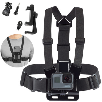 Спортивний ремінь Alogy Chest нагрудний тримач для фотоапарата, камер GoPro, телефону універсальний Black