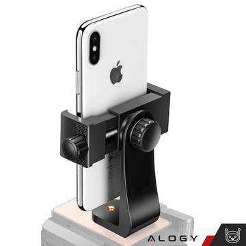 Phone adapter holder for selfie stick tripod 1/4 Rotatable 360 ​​universal Alogy black