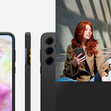 Etui do Samsung Galaxy A35 5G Spigen Liquid Air Case obudowa plecki czarne matowe Matte Black + Szkło
