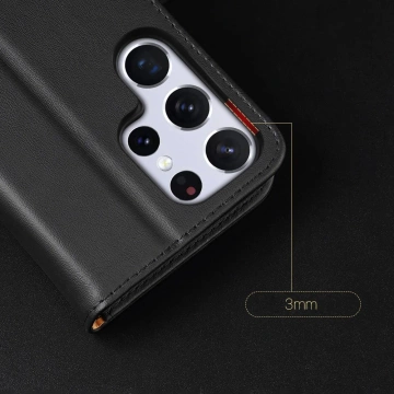 Dux Ducis Hivo Leather Flip Cover Genuine Leather Wallet for Cards and Documents Samsung Galaxy S22 Ultra blue