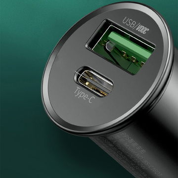 Baseus Circular Metal USB USB-C PD QC4.0 5A 30W Autoladegerät schwarz