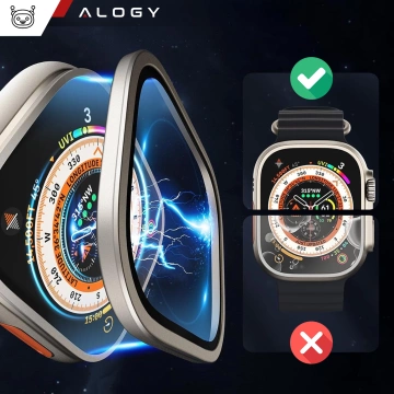 2x Tempered Glass Frame for Apple Watch Ultra / Ultra 2 49mm for Alogy Screen Protector 9H Titanium