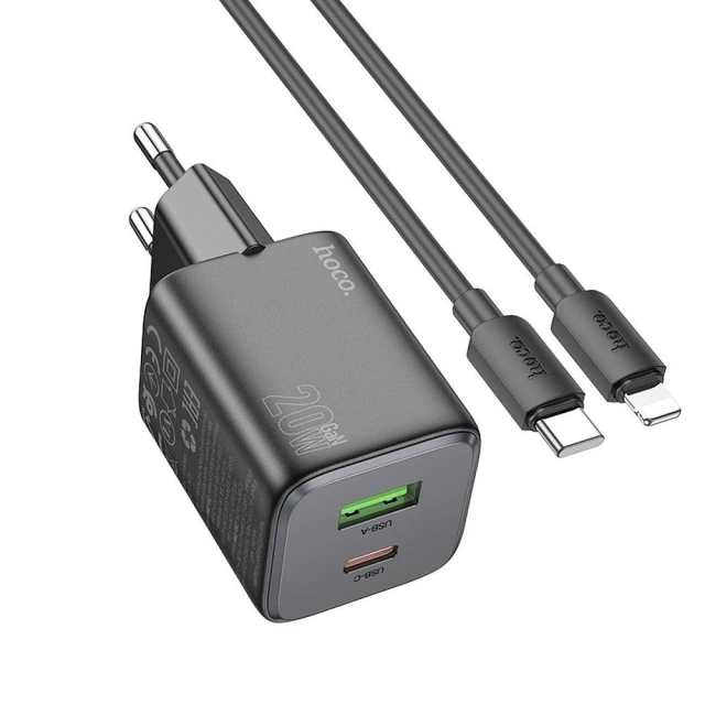 Nabíječka Hoco N41 GaN 20W USB-C USB-A USB-C Lightning kabel