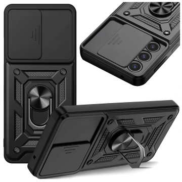 Puzdro pre Apple iPhone 16 pancierové Slide Case Ring puzdro ochrana fotoaparátu Camshield Alogy čierne