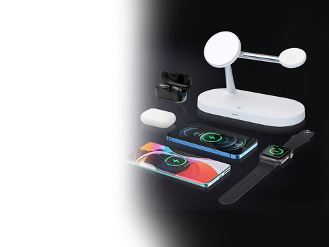 Індукційний зарядний пристрій Qi MagSafe 3in1 для iPhone / AirPods / Watch White