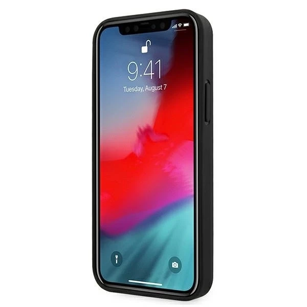 Etui BMW BMHCP12SRSPPK do iPhone 12 mini 5,4" pevný obal Leather Curve Perforate černý/černý