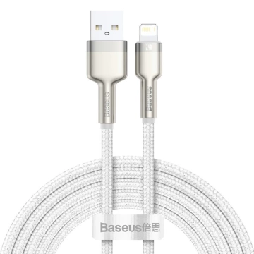 Baseus Cafule kovový dátový USB kábel - Lightning 2,4 A 2 m biely (CALJK-B02)