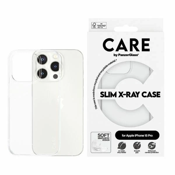 Priehľadné puzdro CARE od PanzerGlass X-Ray pre iPhone 15 Pro 6,1"