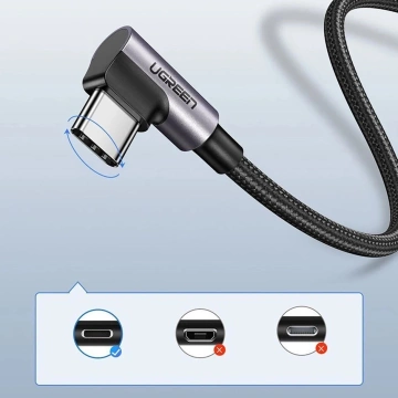 Kabel USB-A – USB-C 3A 3m Ugreen US284 70255 Kątowy Szary