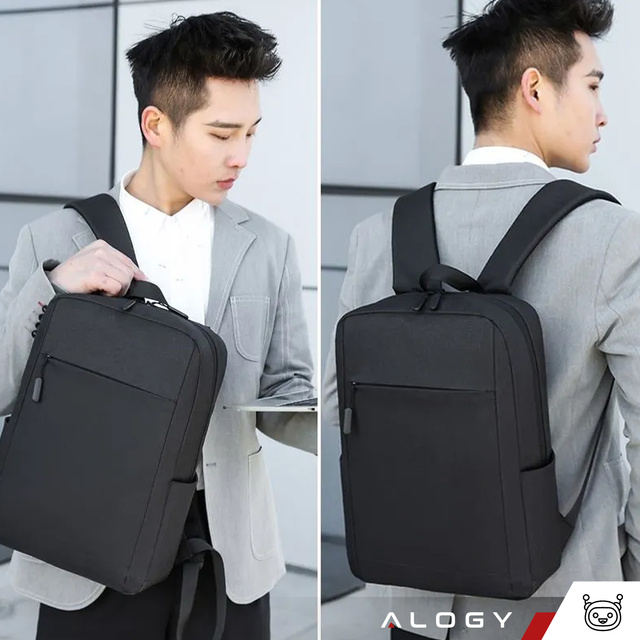 Batoh taška na notebook 15,6" velký voděodolný s USB portem Unisex 41x29x12cm do letadla Alogy Backpack Black