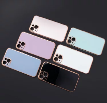Чорний гелевий чохол Lighting Color Case для iPhone 12 Pro із золотою рамкою