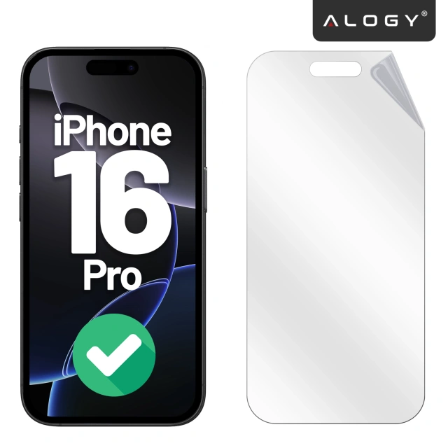 Hydrogel Film for Apple iPhone 16 Pro – Flexible Screen Protection, Self-Healing, Full Fit and High Transparency – Alogy Hydrogel Film™