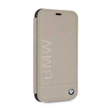 BMW BMFLBKI61LLST Schutzhülle für Apple iPhone Xr Buch beige/taupe Logo-Aufdruck