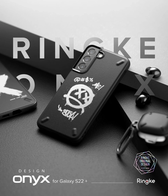 Ringke Onyx Design Rugged Case Cover for Samsung Galaxy S22 (S22 Plus) Black (Graffiti)