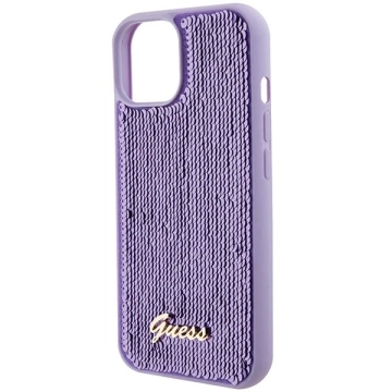 Etui Guess GUHCP15SPSFDGSU na iPhone 15 6,1" fioletovy/fialový pevný obal Sequin Script Metal