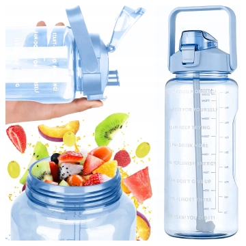 Large glass bottle water bottle drinking drinks Alogy Motivational measuring cup 1l 1000ml silicone case Olive