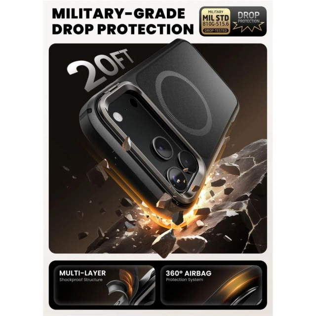 Etui Supcase Ares Flip Mag MagSafe do iPhone 17 Pro, czarne